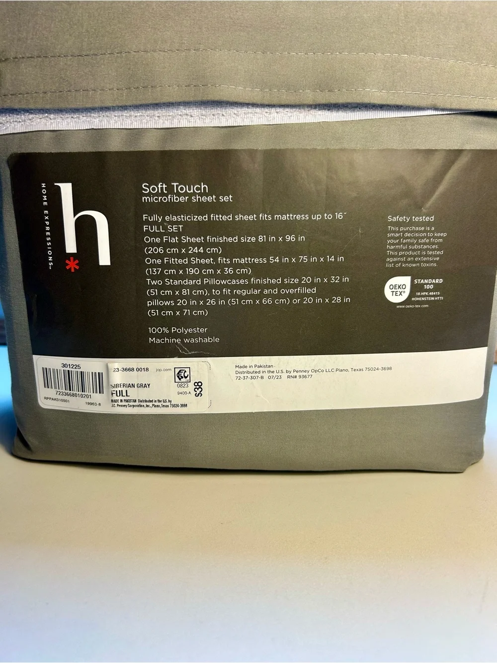 h* Soft Touch Microfiber Sheet Set — Full Size, Siberian Gray